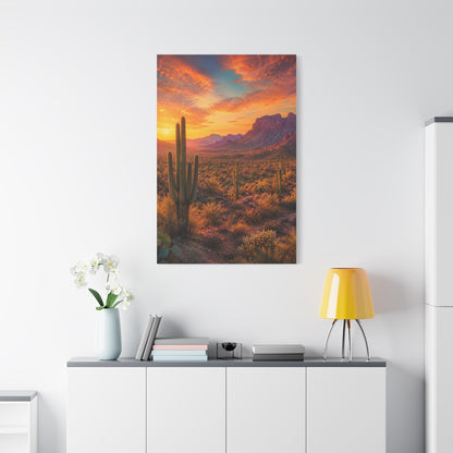 Golden Hour Saguaro Desert Southwest Wall Art & Canvas Print