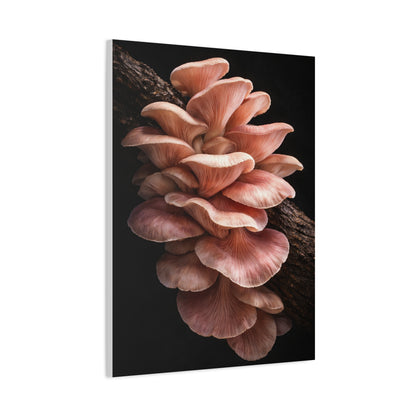 Blush Pink Oyster Mushroom Macro Study Wall Art & Canvas Print