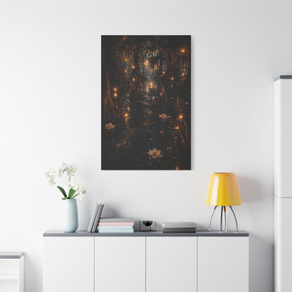 Moonlit Bayou Firefly Scene Wall Art & Canvas Print