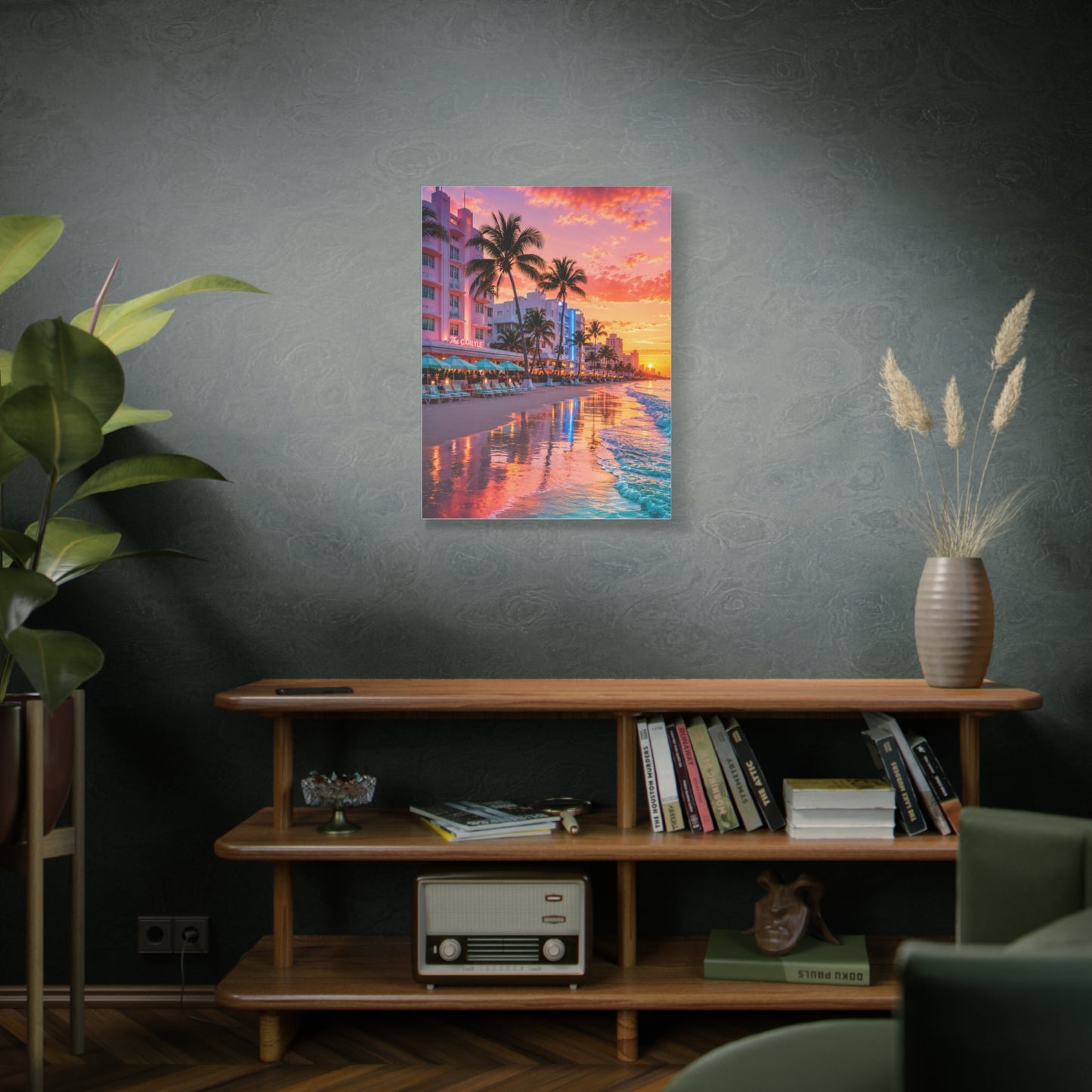 Miami Beach Art Deco Sunset Wall Art & Canvas Print