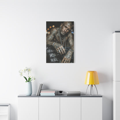Tattooed Man Street Noir Portrait Wall Art & Canvas Print