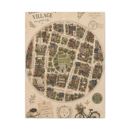 Greenwich Village Illustrated Map Wall Art & Canvas Print
