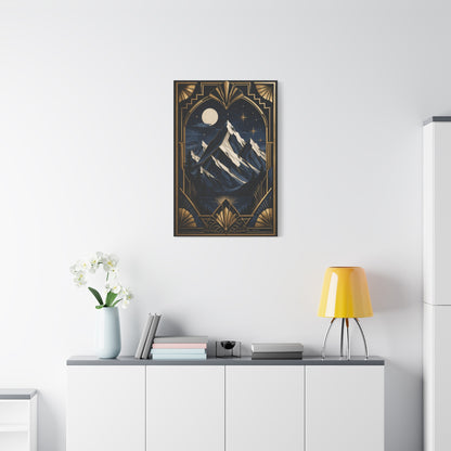Art Deco Alpine Night Skyline Wall Art & Canvas Print