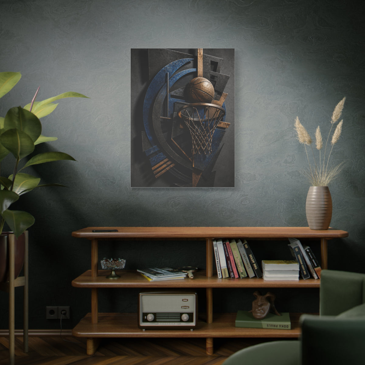 Layered Metal Basketball Sculpture Sports Wall Art & Canvas Print