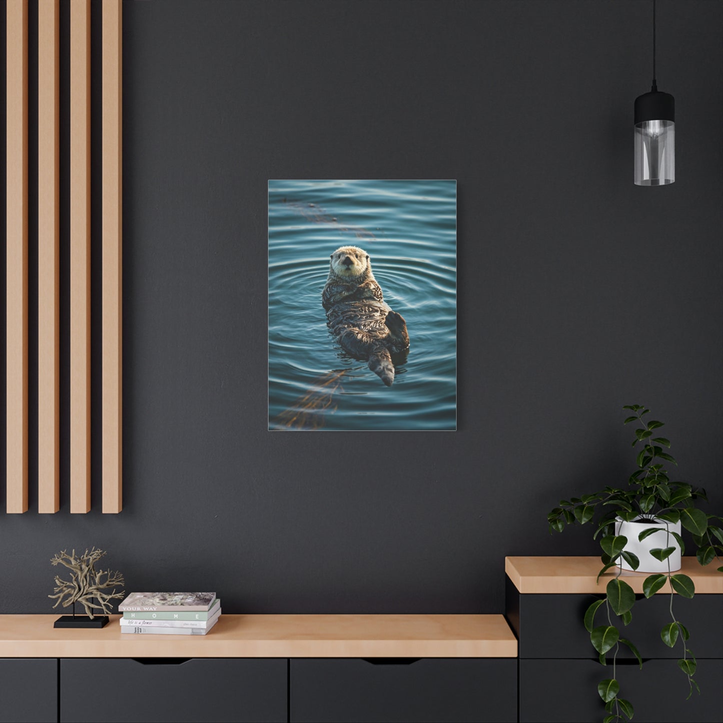 Otter Floating on Water Wall Art & Canvas Prints