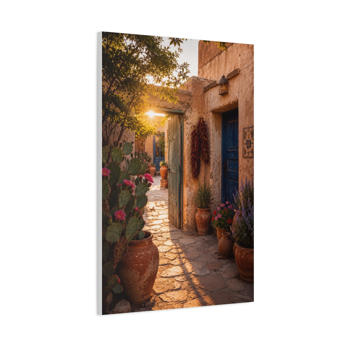 Santa Fe Adobe Courtyard Southwest Wall Art & Canvas Print