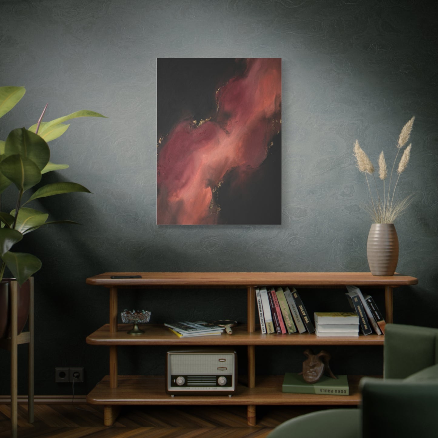 Red and Black Smoky Luxury Abstract Wall Art & Canvas Print
