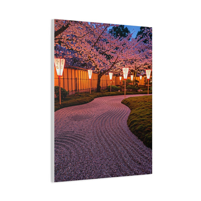 Japanese Lantern Garden With Cherry Blossoms Wall Art & Canvas Prints