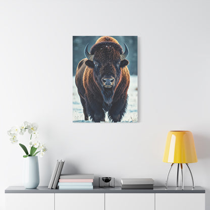 Winter American Bison in Snow Landscape Wall Art & Canvas Print