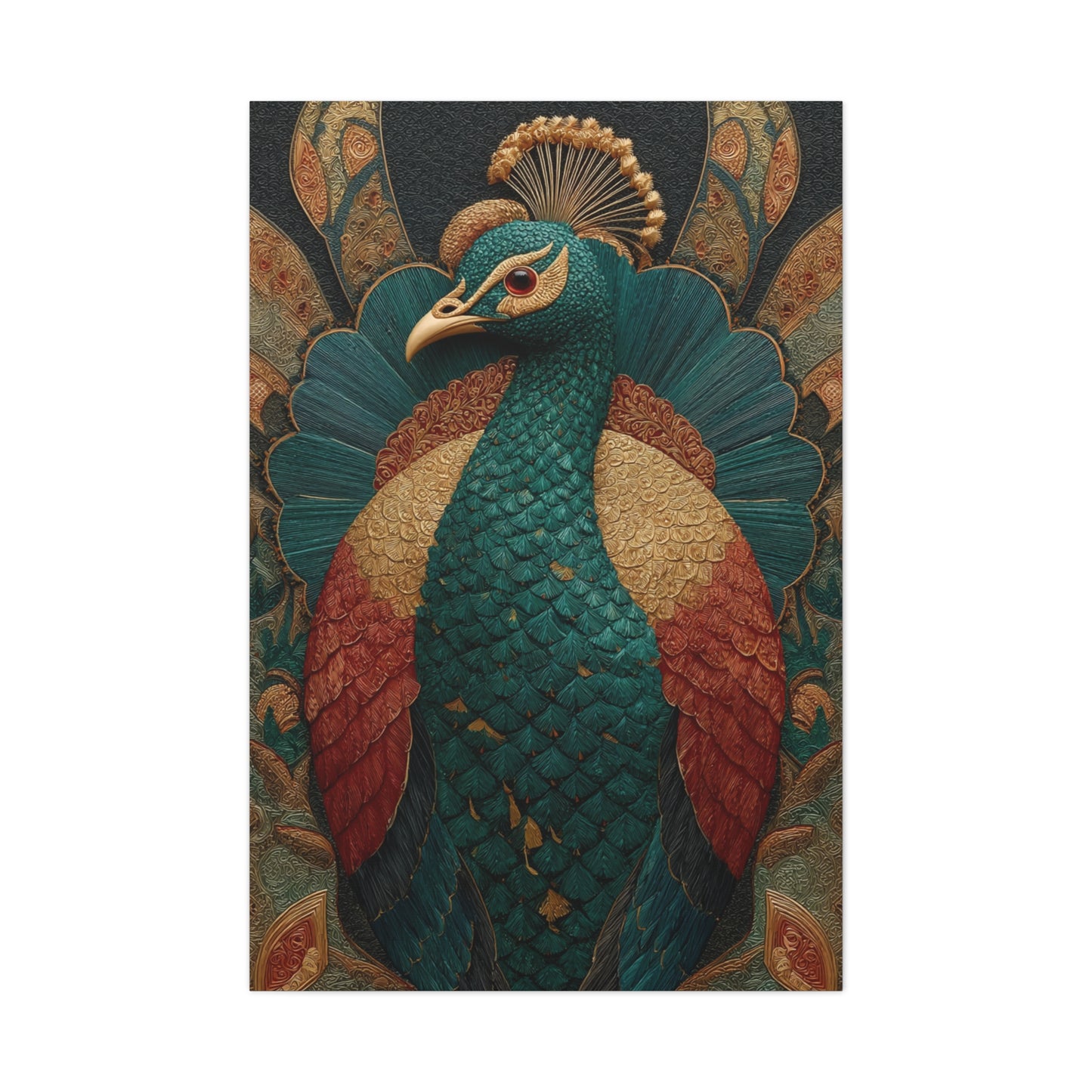 Regal Peacock Ornamental Wall Art & Canvas Print