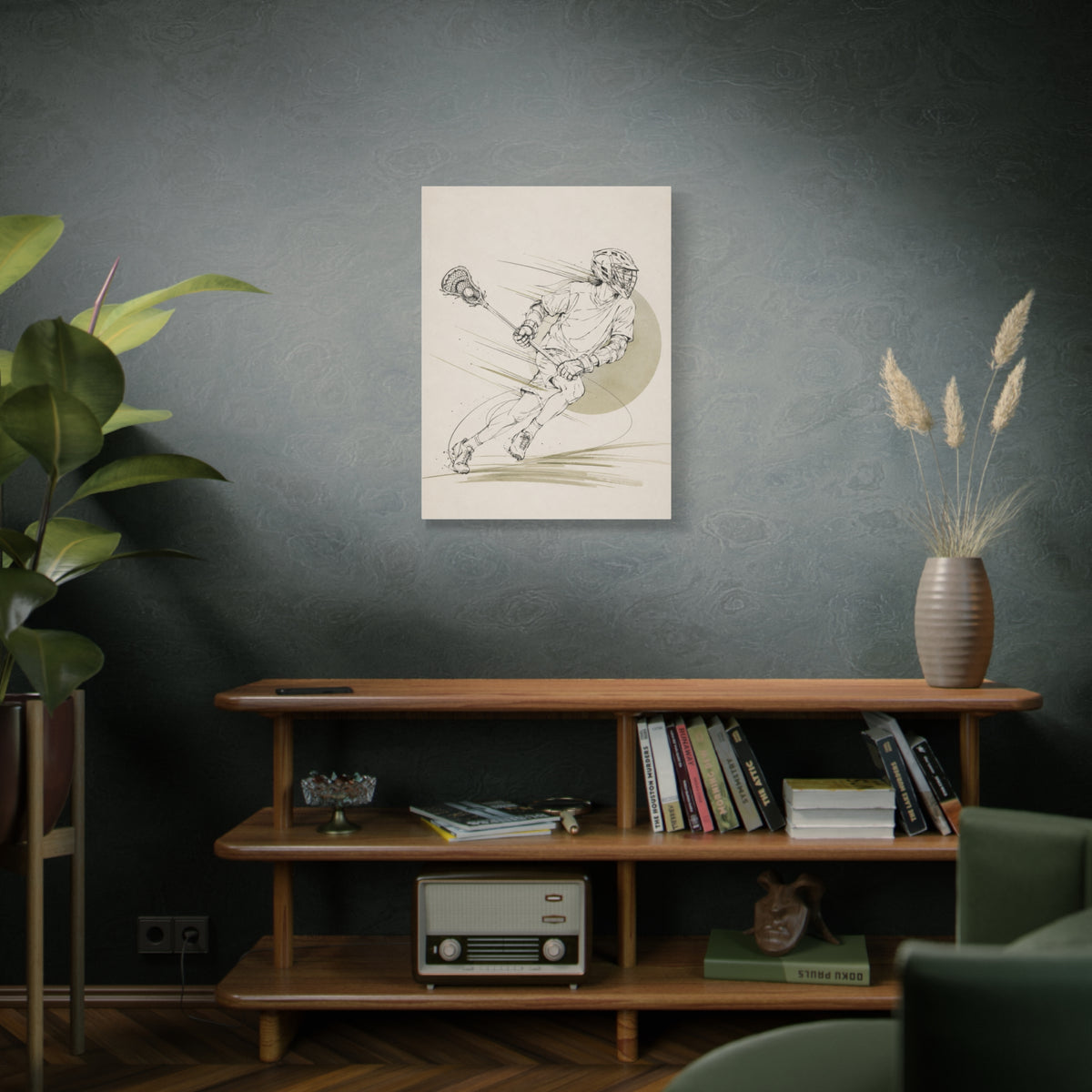 Minimal Lacrosse Motion Sports Wall Art & Canvas Print