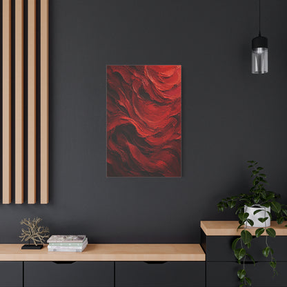 Crimson Wave Impasto Texture Wall Art & Canvas Print