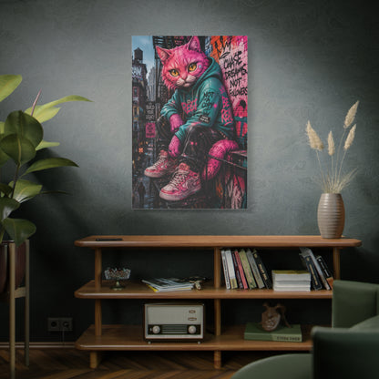 Urban Pink Cat Street Character Street Wall Art & Canvas Print