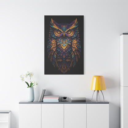 Jewel Feather Fractal Owl Wall Art & Canvas Print