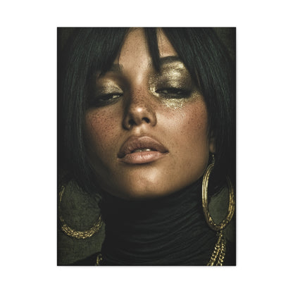 Gold Leaf Eyelid Noir Portrait Wall Art & Canvas Print