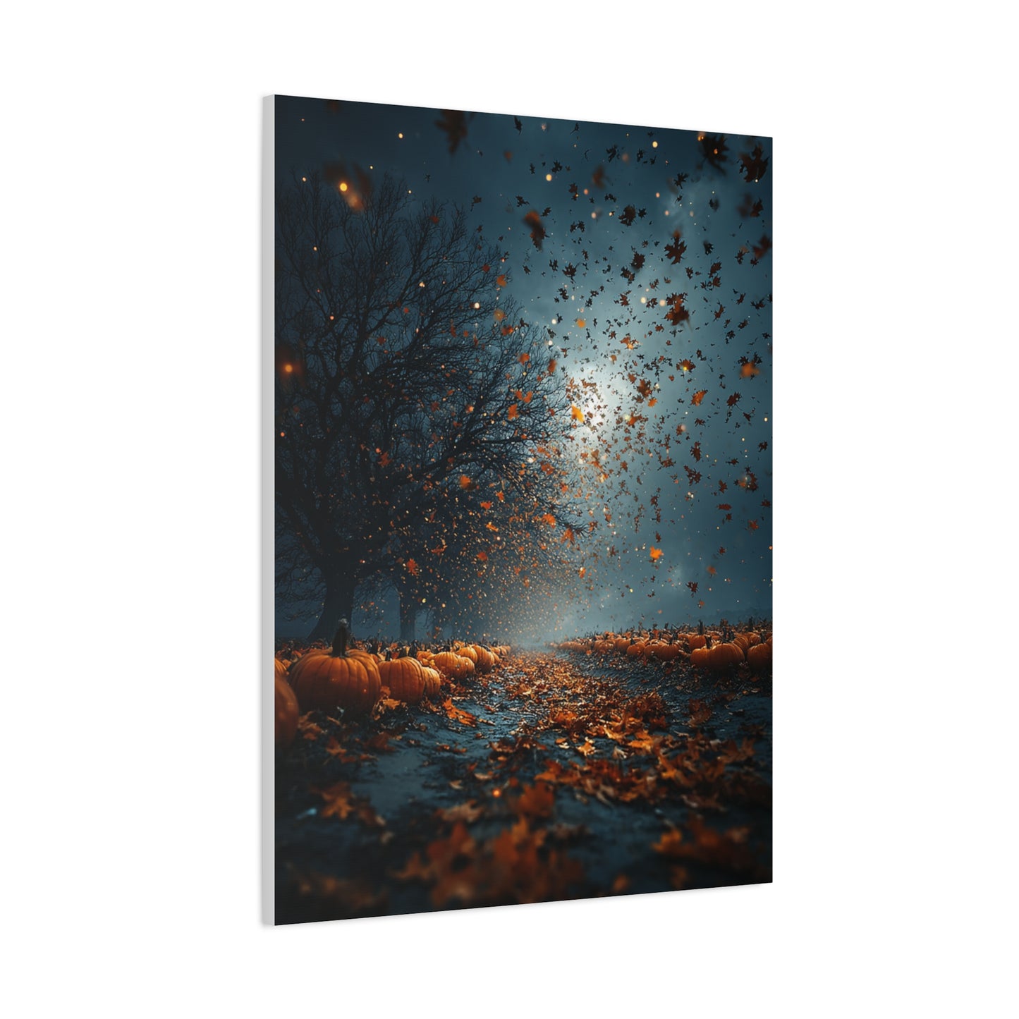 Autumn Leaf Storm Pumpkin Field Wall Art & Canvas Print