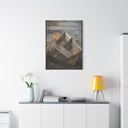 Reclaimed Wood Mountain Landscape Wall Art & Canvas Print