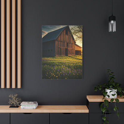 Wildflower Meadow Barn at Sunrise Wall Art & Canvas Prints