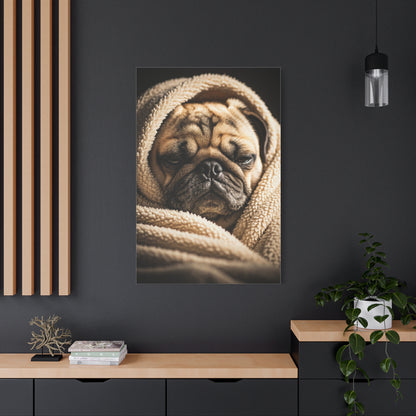 Wrapped in Warmth Pug Wall Art & Canvas Print