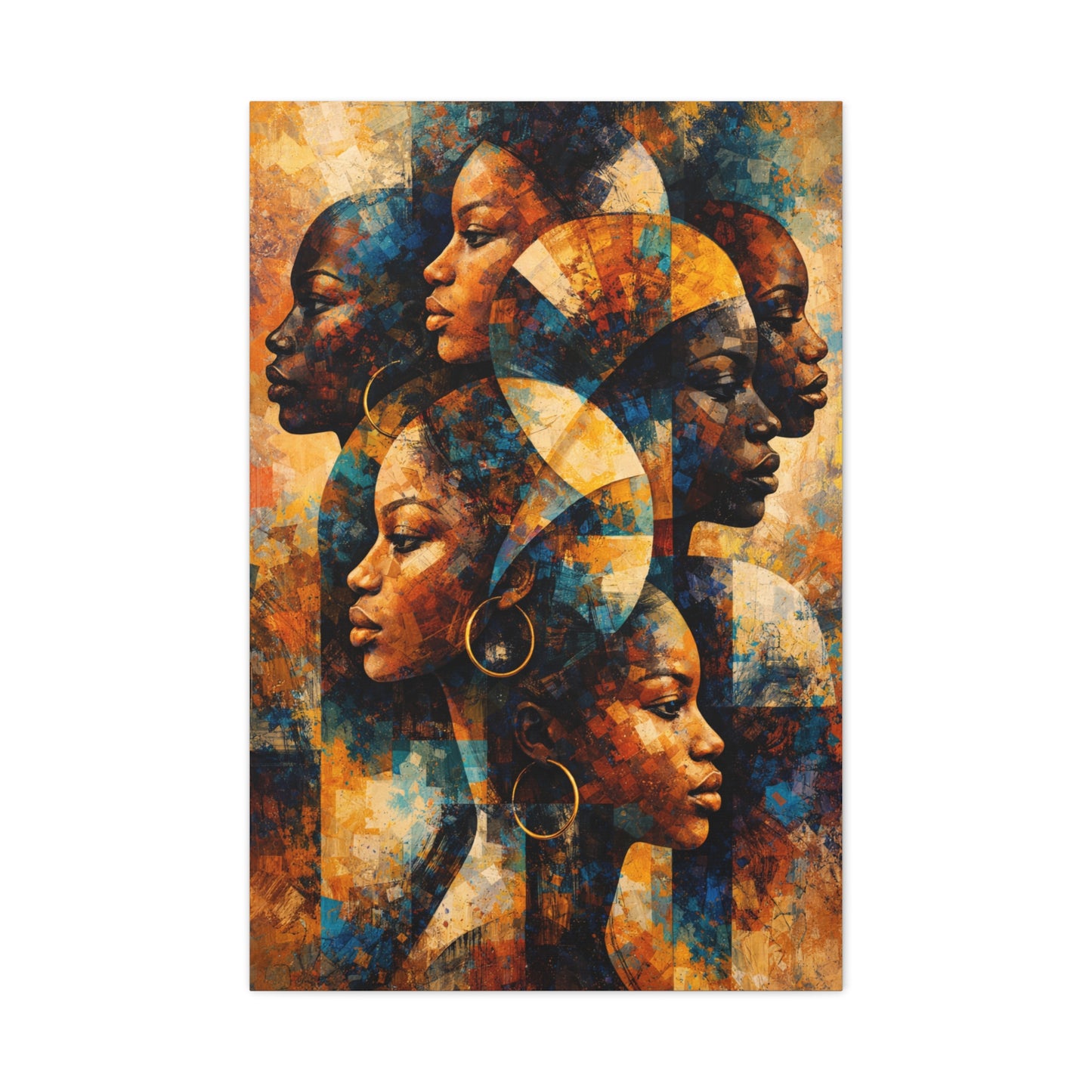 Abstract Overlapping African Profiles Wall Art & Canvas Print
