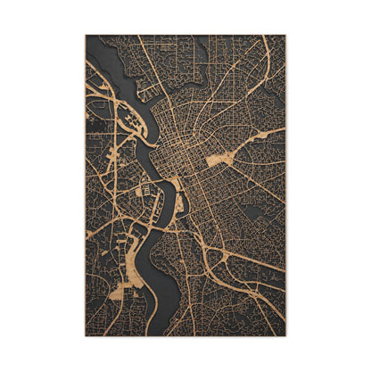 Laser-Cut City Map Relief Wall Art & Canvas Print