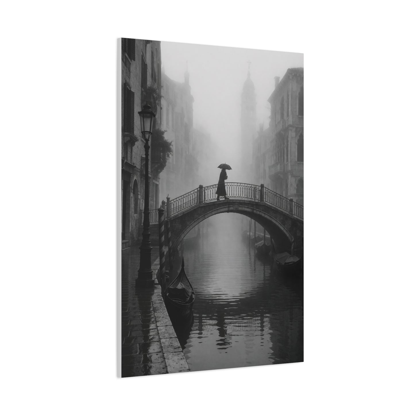 Venetian Bridge Fog Scene Wall Art & Canvas Print