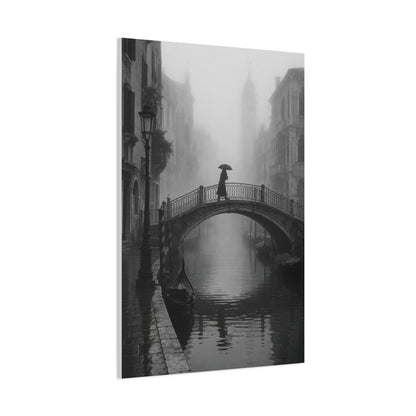 Venetian Bridge Fog Scene Wall Art & Canvas Print