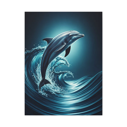 Dolphin Leaping Through Blue Ocean Waves Wall Art & Canvas Prints