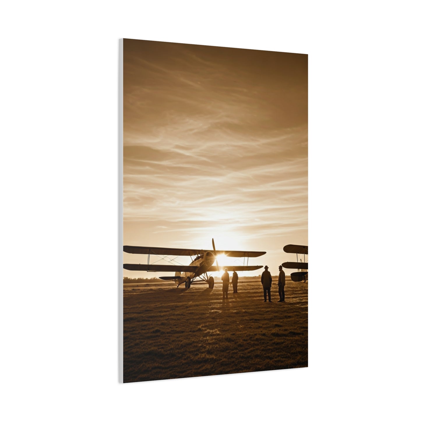 Vintage Airfield Sunset Silhouette Wall Art & Canvas Prints