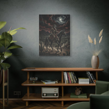 Moonlit Skeleton Rider Desert Journey Wall Art & Canvas Print