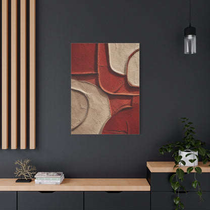 Red and Beige Sculptural Minimal Abstraction Wall Art & Canvas Print