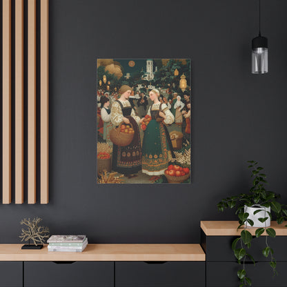 Village Harvest Festival Folk Scene Wall Art & Canvas Print