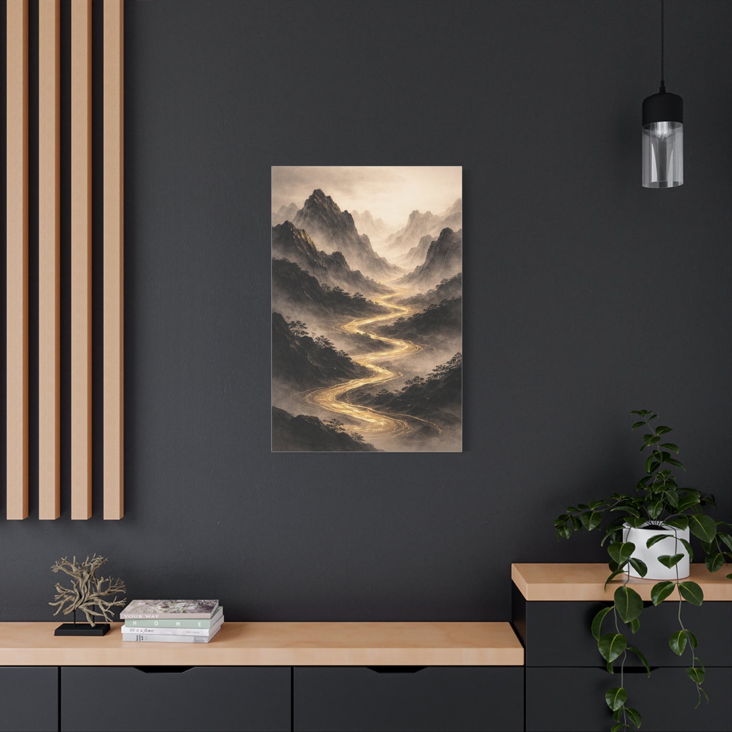 Gold River Mountain Landscape Wall Art & Canvas Print