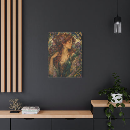 Art Nouveau Woman Ornamental Portrait Wall Art & Canvas Print