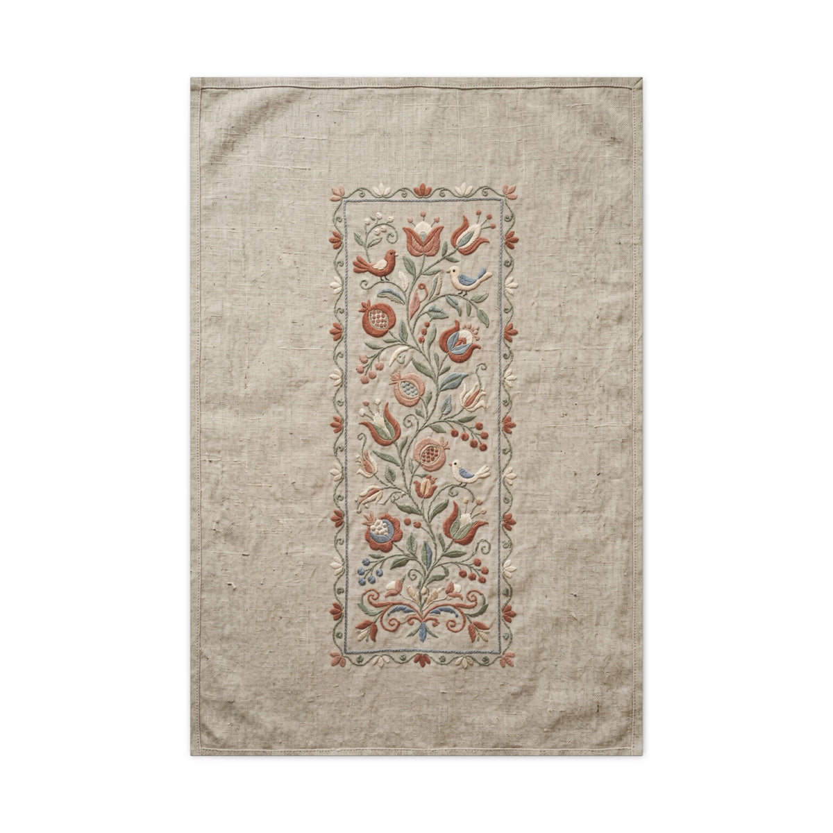 Rustic Folk Botanical Embroidery Strip Wall Art & Canvas Print