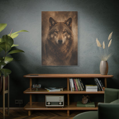 Warm-Toned Studio Wolf Portrait Wall Art & Canvas Print