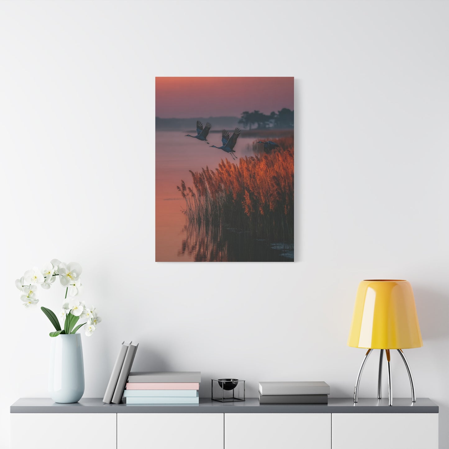 Autumn Marsh Sunrise Geese Wall Art & Canvas Print