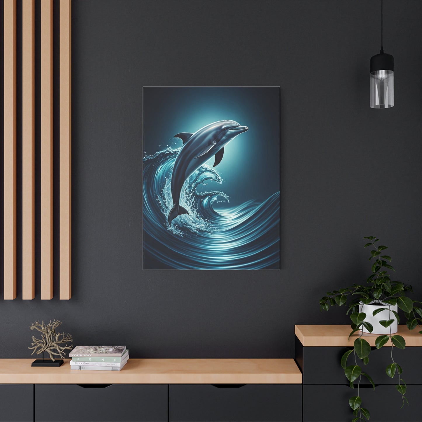 Dolphin Leaping Through Blue Ocean Waves Wall Art & Canvas Prints