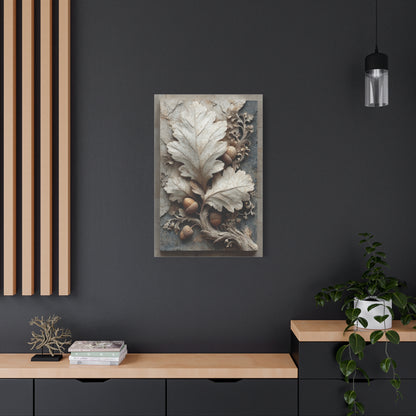 Autumn Oak Leaf Bas-Relief Wall Art & Canvas Print