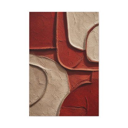 Red and Beige Sculptural Minimal Abstraction Wall Art & Canvas Print
