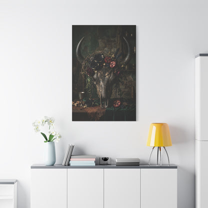 Western Gothic Bull Skull Floral Still Life Wall Art & Canvas Print