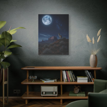 Moonlit Coyote Desert Wall Art & Canvas Print