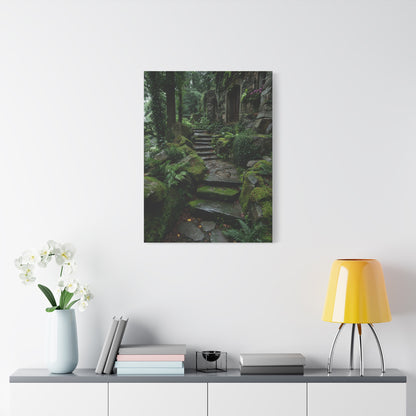 Green Moss-Covered Garden Staircase Wall Art & Canvas Print
