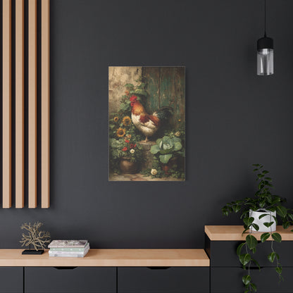 Farmyard Rooster Folk Garden Wall Art & Canvas Print