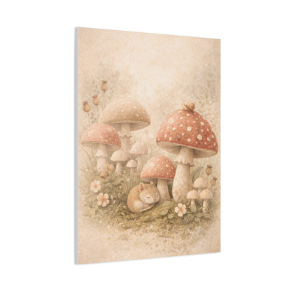 Soft Nursery Mushroom Garden Storybook Scene Wall Art & Canvas Print