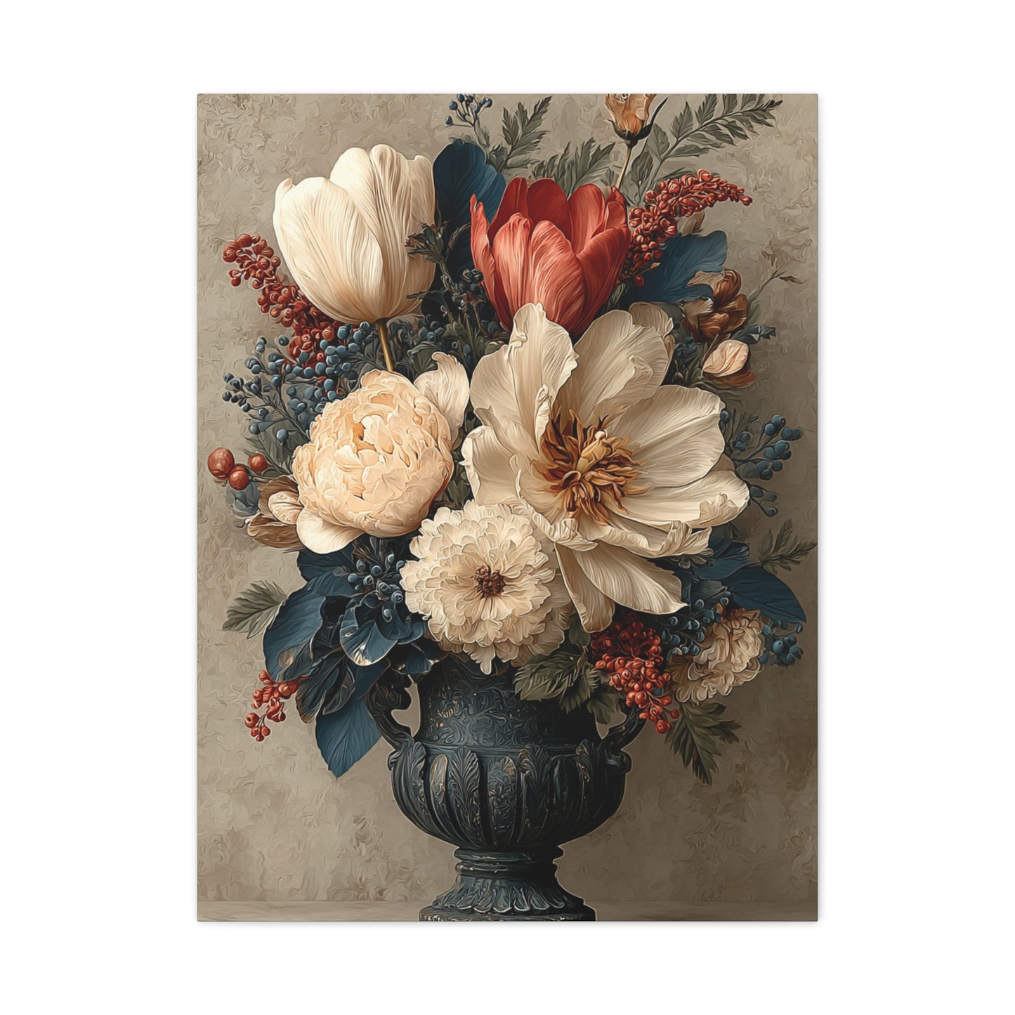 Scandinavian Folk Floral Urn Wall Art & Canvas Print