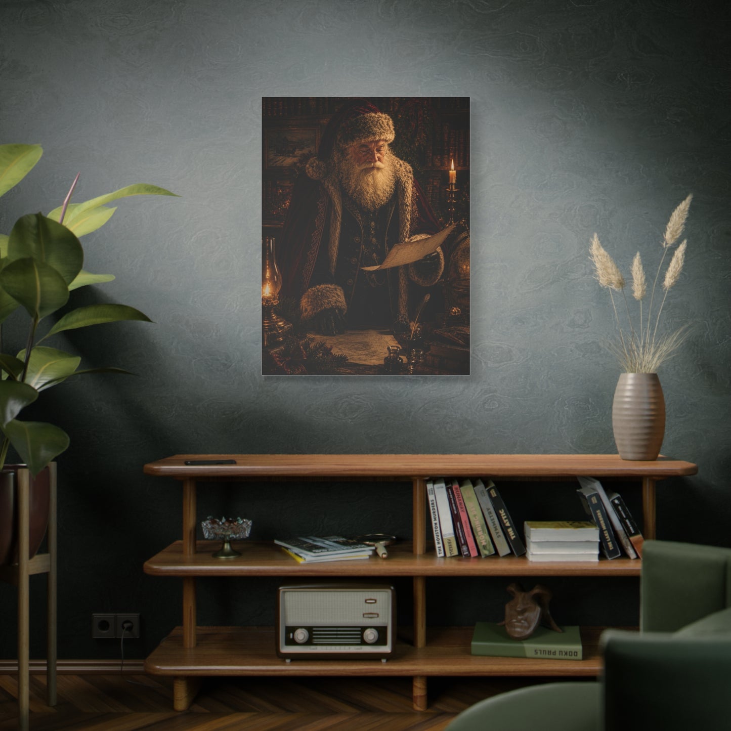 Dark Academia Santa Library Wall Art & Canvas Print
