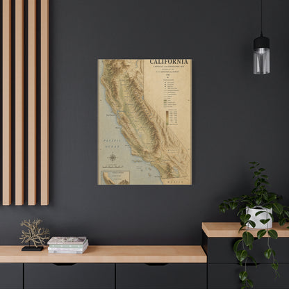 Vintage California Topographic Map Wall Art & Canvas Print