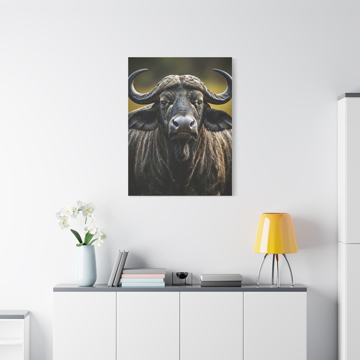 Golden Rim-Lit Buffalo Portrait Wall Art & Canvas Print