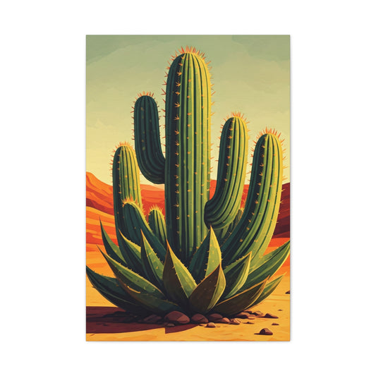 Southwestern Saguaro and Agave Desert Illustration Wall Art & Canvas Prints